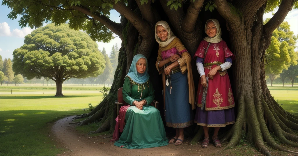 Tree women living in castle