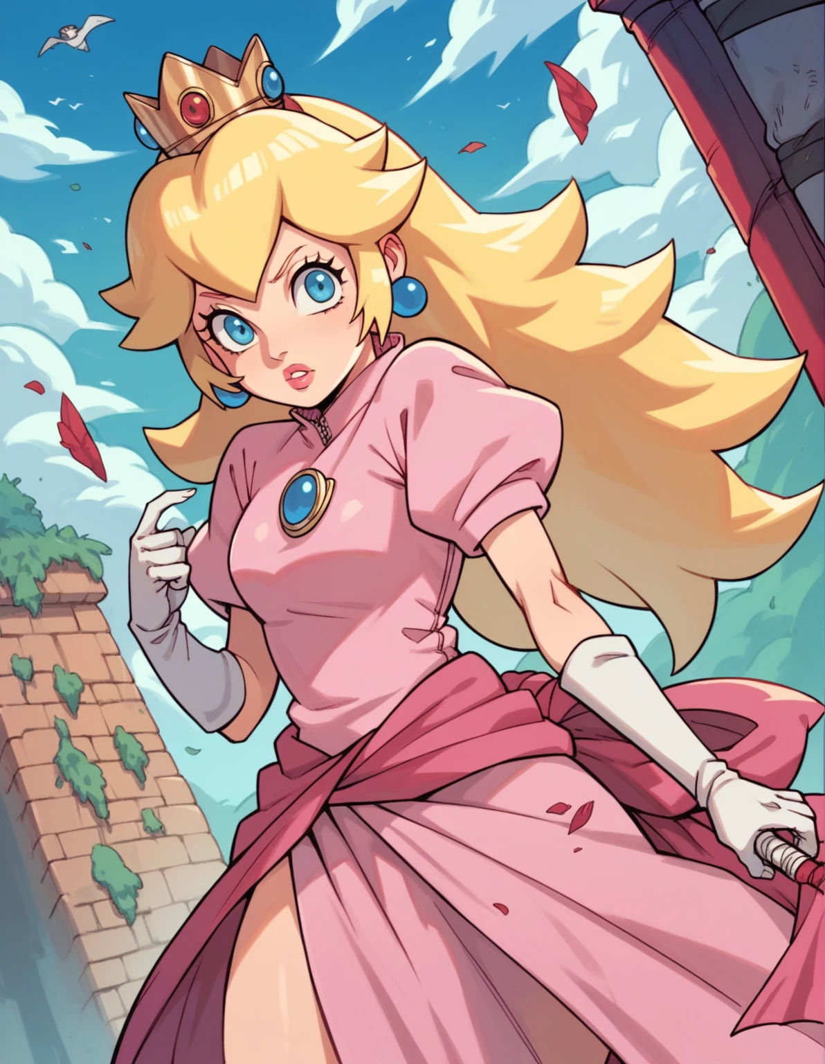 Imagine Princess Peach if she were a ninja from the Naruto anime
