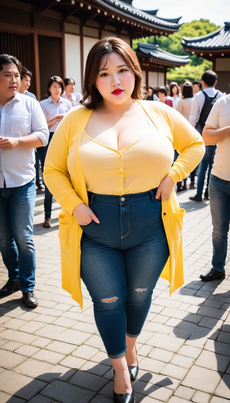 1woman,(masterpiece:1.8),photo-realistic,16k,(beautiful 40s japanese plump lady:1.2),(right yellow cardigan,chiffon blouse:1.3),(pull down jeans:1.5),pumps,belt,(pull down panties:1.5),(sqatting,wide spread legs:1.6),(whimpering:1.6),(panicking:1.6),(crying:1.7),(park:1.3),(crowd:1.1),(peeing:1.6),long hair,straight hair,black eyes,MILF,curvy,(huge breasts:1.2), makeup,lipstick,eyeliner,mascara,eyeshadow