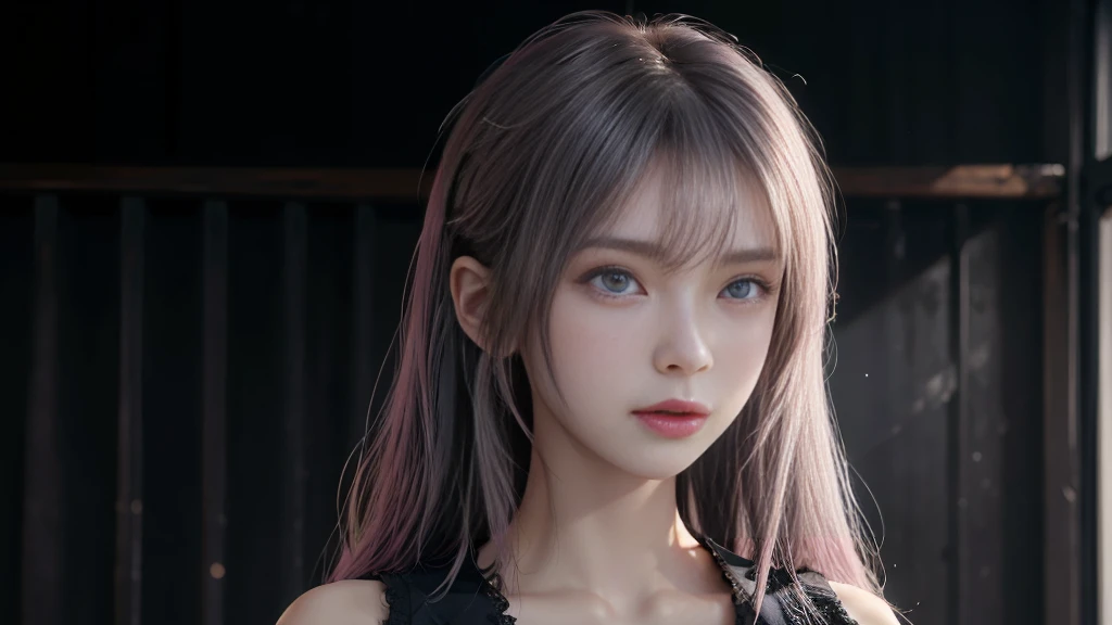 1 girl,《Beautiful eyes detailed description》《Beautiful and delicate face》《Wearing white》《Pink Eyes》《Cross Bangs》《Standing》《gray hair flying》》((((Pink Eyes)))),((((Pink Eyes)))),(((Beautiful fairy)))(《《Detailed description of the whole body》》),《《《Stunning Beauty》》》,Detailed description of the whole body,Detailed description of the whole body,Detailed description of the whole body,Detailed description of the whole body《《《《Explosion》》》》Wear black,Wear black,Wear black,Full body detailed description,Detailed description of upper and lower body