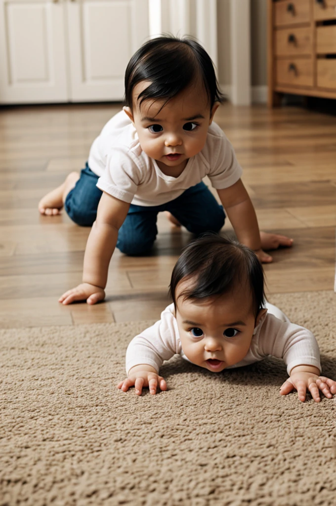 Crawling baby on the floor