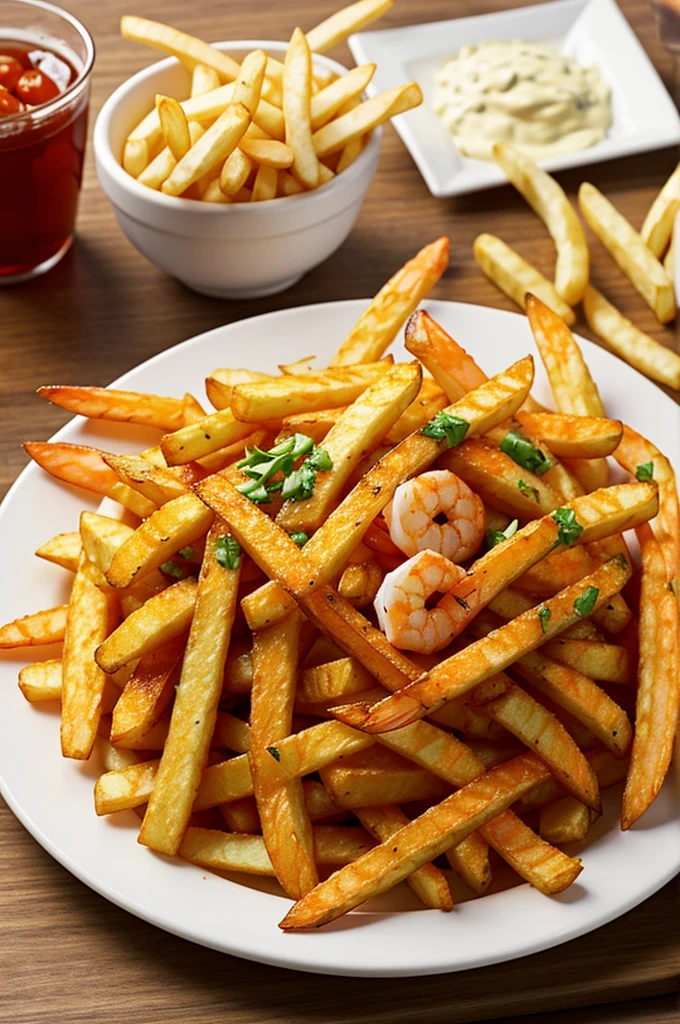 Animated shrimp eating french fries