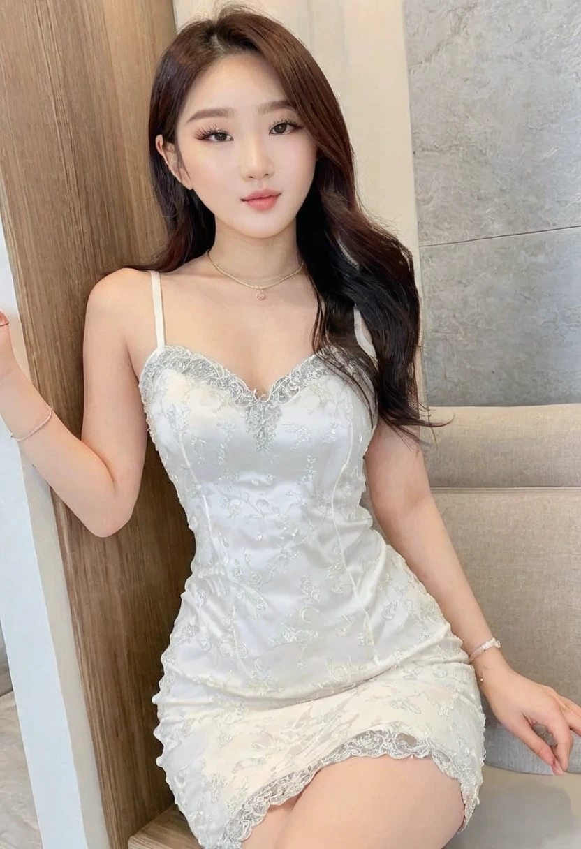 ((Best high quality:1.2)), (8k), extremely detailed, ((High detail:1.2)), (HotLexi woman), Solo, ((Go Youn-jung)), ((24 years old pretty perfect Korean Ulzzang female:1.4)), (tight and short dress),