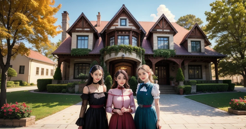 Three beautiful girls live in a mansion