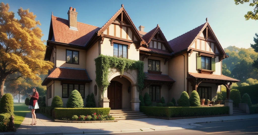 Three beautiful girls live in a mansion 
