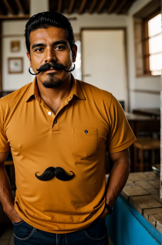 Colombian man with a mustache named Pablo, against rice
