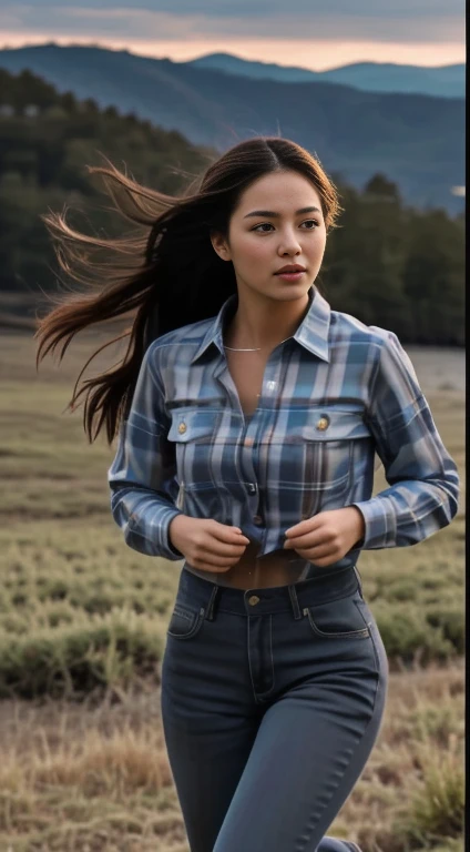 ภาพระยะใกล้ของผู้หญิงlong hairชาวเอเชียตะวันออกเฉียงใต้ที่มีใบหน้ากลม, Chinese girl, ผมหางม้า long hair,float up,)) black eyes,abdominal muscles, shiny body, Overflowing breasts, Big nipples overflowing., morning sun, staring at the viewer, (sexy poses), ((face details)), Double eyelids, realistic, Masterpiece, Highest quality, lens flare, shade, [[Chromatic aberration, digital painting, 8K, 45,000,000,000 pixels, Thai chat set, Strapless top, long hair,black eyes,abdominal muscles, plump body, rounded chest, (digital painting, HDR, high contrast