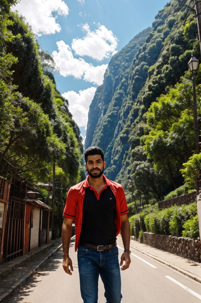 Create an image with a cartoon-style Colombian man