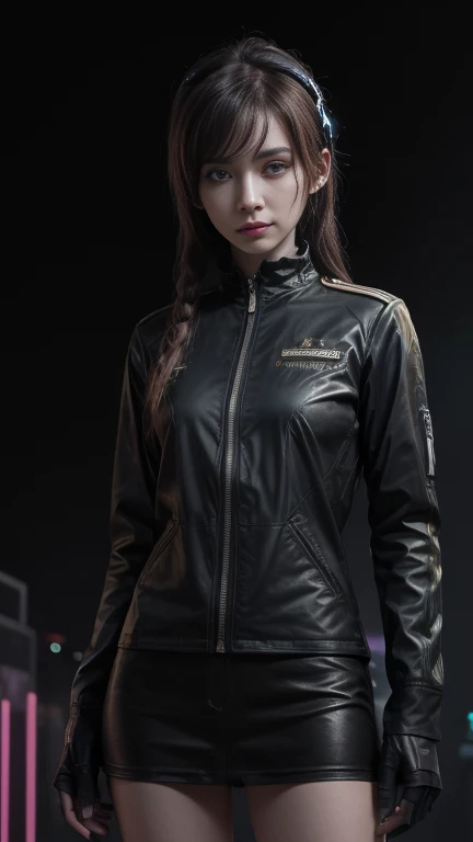 (masterpiece,Highest quality,Super detailed,Ultra-high resolution,Detailed Background),((cyber punk)),((Flat Color)),((colorful)),(One girl),pilot,pilot helmet,pilot jacket,View your viewers,alone,Upper Body,Colored Background,High Contrast,Cowboy Shot,