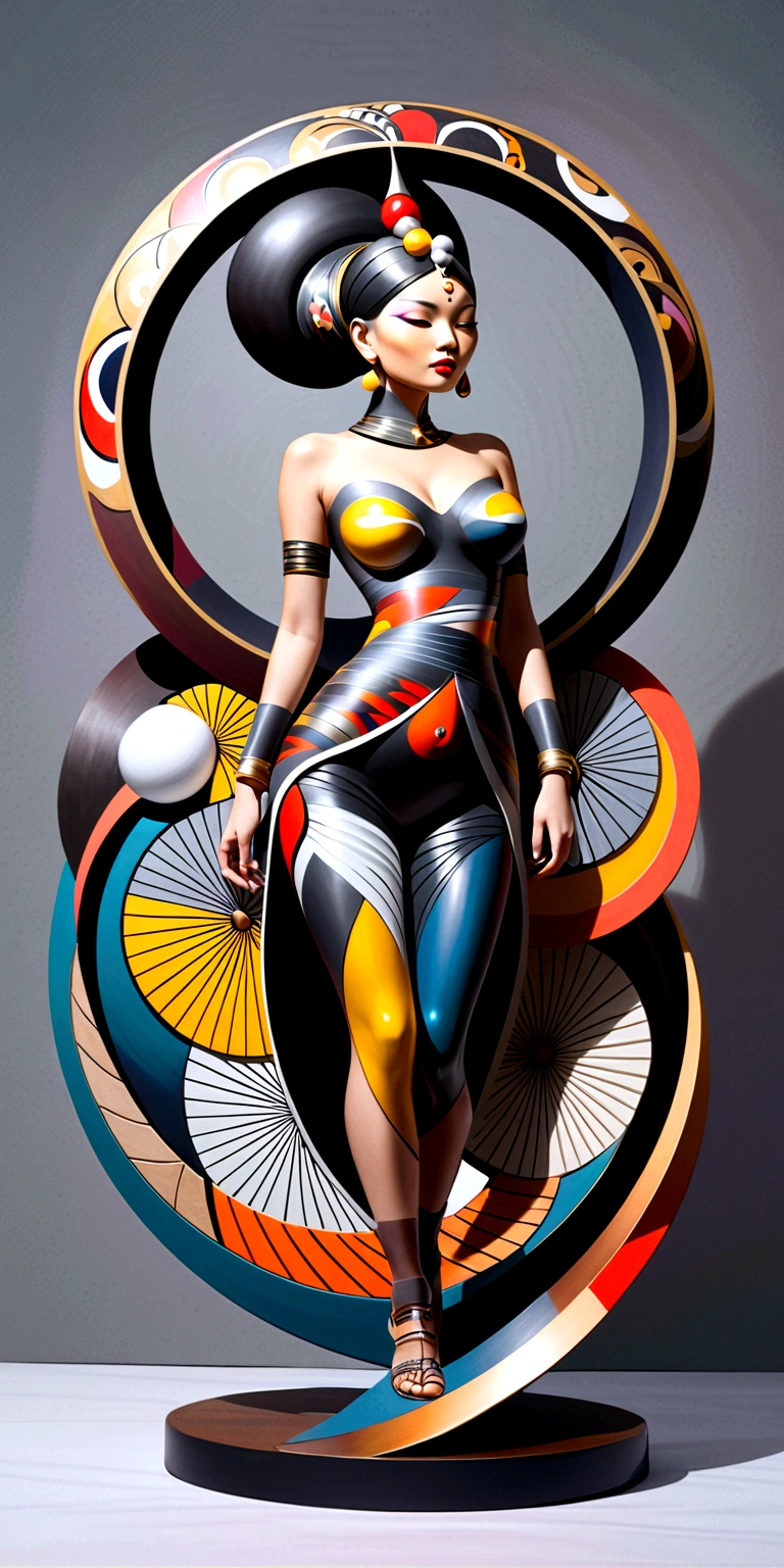 abstract oil painting ,Young woman(Thai style)full body,abstract art,Surreal
