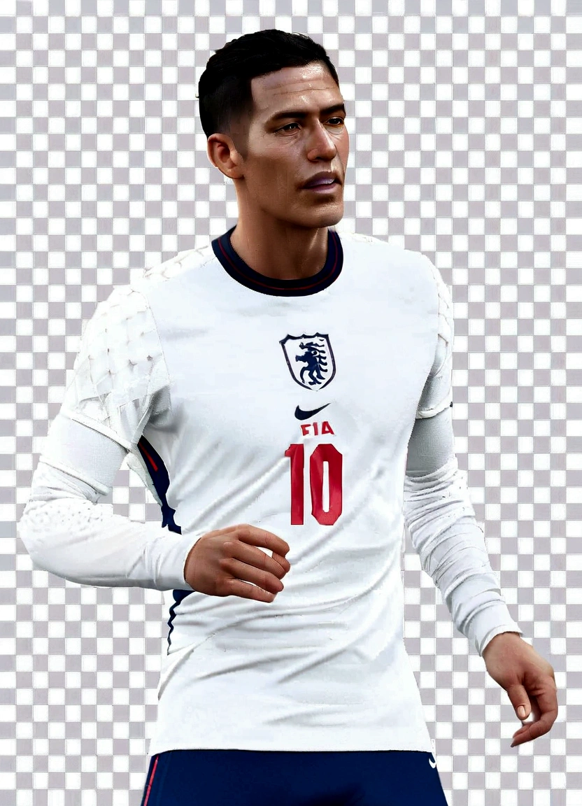 Take a more realistic look at the real face in Bellingham , with realistic fifa 23 image