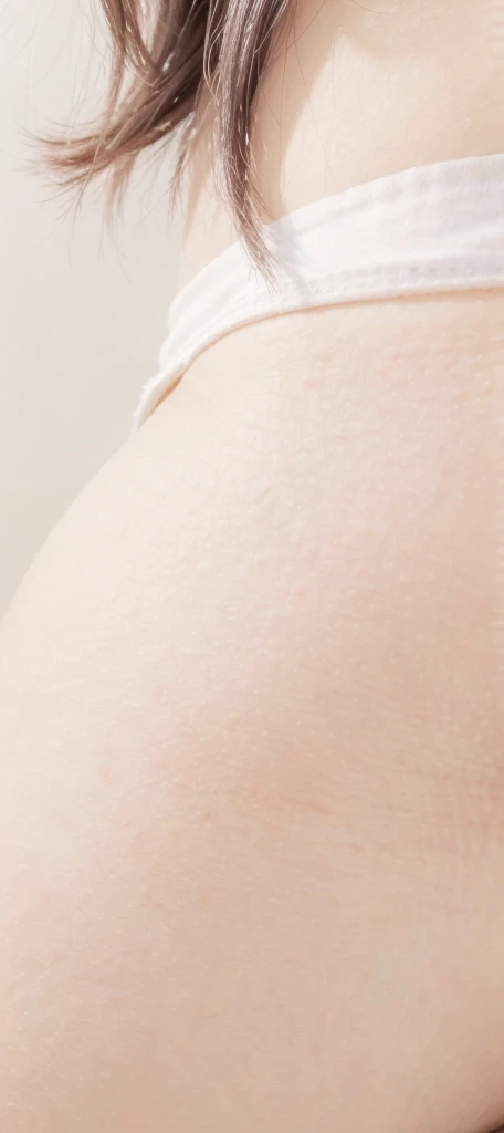 8K、realistic、Adorable Girl . Very Kawaii , Round Face . Solo , Slim , Medium Breasts , Short Stature . Glossy Skin . Plain White T-shirt . Booty Shorts . Dynamic Pose . Dynamic Angle . No Background , White Background , looking at viewer