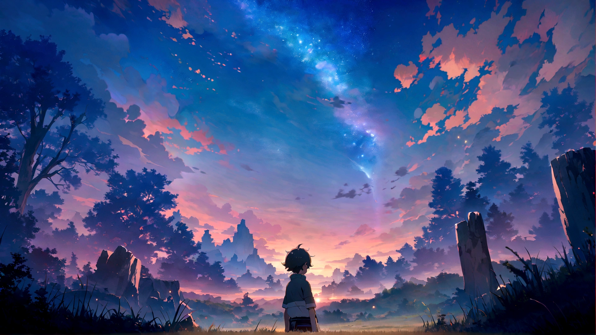 Animation scene of a boy watching the sunset, 4k anime wallpaper, anime art wallpaper 4k, anime art wallpaper 4k, Space Sky. by Makoto Shinkai, Anime Art Wallpapers 8K, Makoto Shinkai Cyril Rolland, anime wallpaper 4k, anime wallpaper 4k, anime landscape wallpapers, Anime Background Art, makoto shinkai!