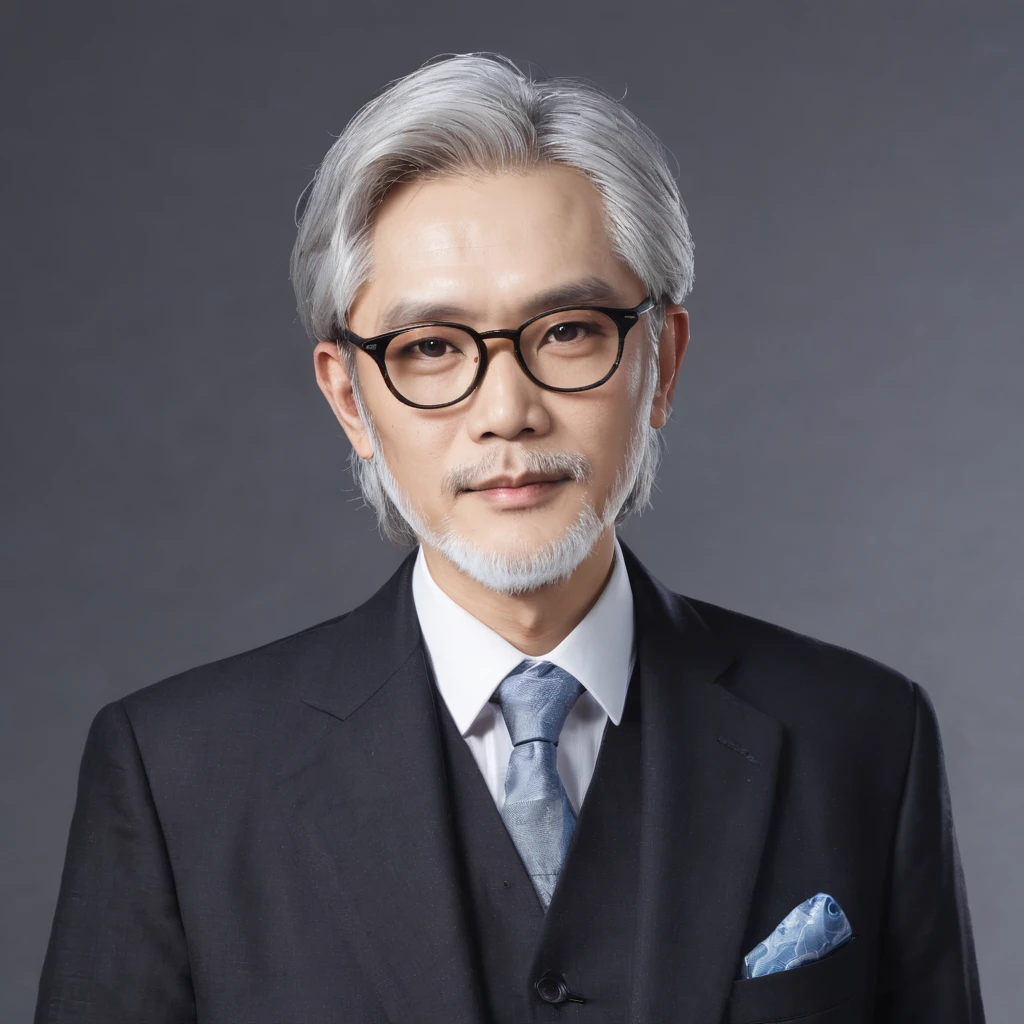 Darwin、Gray Hair、Glasses、Cool Uncle、high resolution、high quality、Masterpiece、Portrait