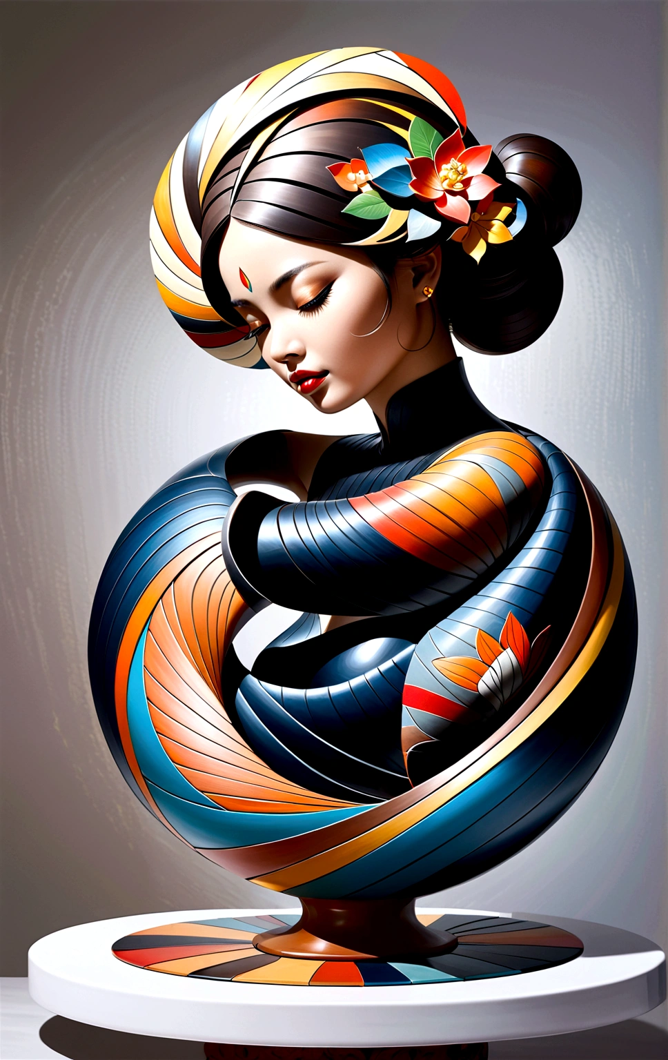 abstract oil painting ,Young woman(Thai style)full body,abstract art,Surreal