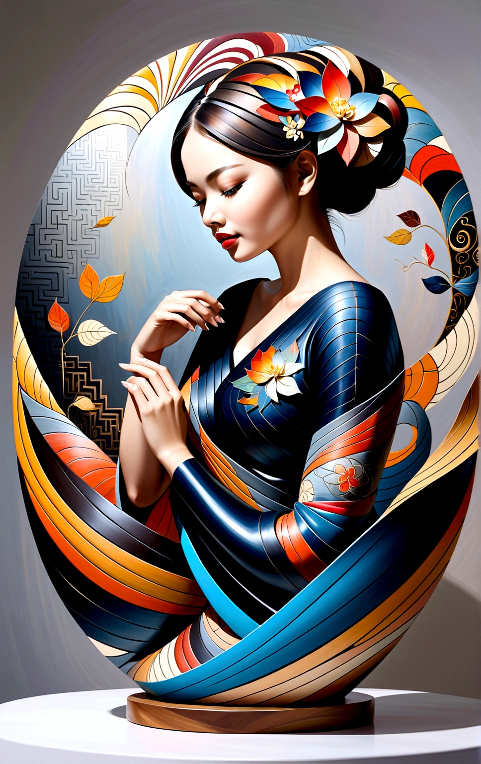 abstract oil painting ,Young woman(Thai style)full body,abstract art,Surreal