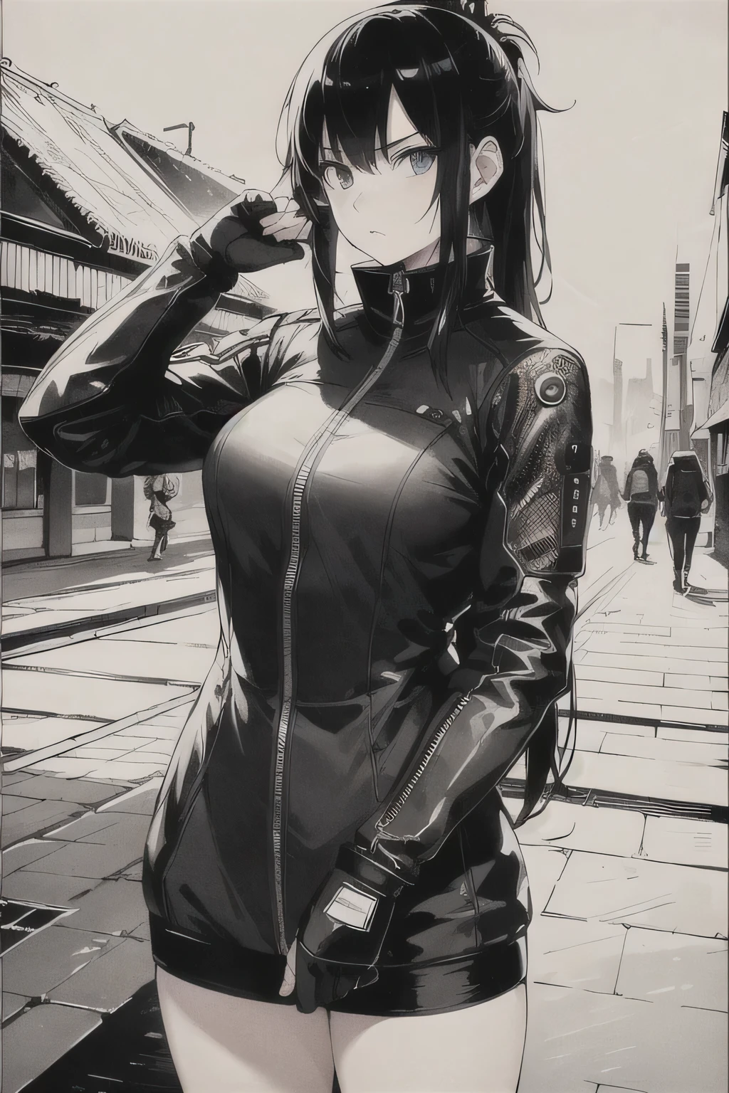 Highest quality, masterpiece, photograph, 4K, photographrealistic, Very detailed,
Girl riding a bicycle, Techwear, Cyberpunk City, alone, Futuristic, Huge moon in the background, Color, toriyama akira, close,