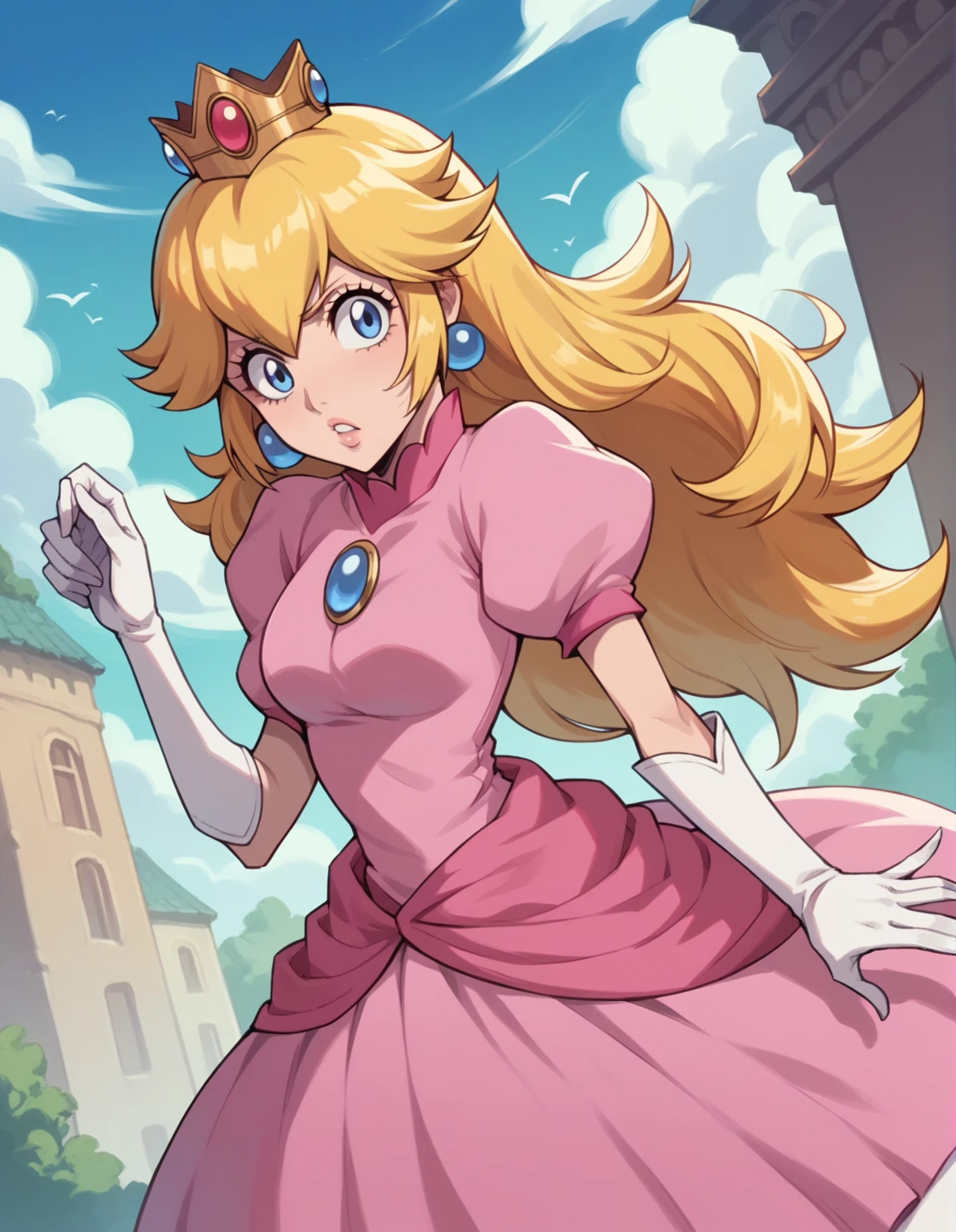 imagine princess peach dressed as a shinigami if she were a shinigami from the anime bleach