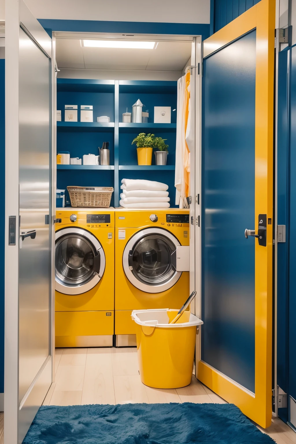 ((best qualityer)), ((work of art)), (detailded), 1 girl, shoulder to shoulder sweater, fund: A peaceful view of a sunny laundry room, with washing machines lined up and working perfectly.
elements: A smiling technical team, dressed in professional uniforms, around an open washing machine, demonstrating confidence and competence.
elements Adicionais:
Icons: repair tools, such as screwdrivers and pliers, artistically arranged around the image to symbolize technical skill.
Slogan: "Start your day with the guarantee of reliable service! Bom dia!"
Paleta de cores:
dominant: Shades of blue and green to convey freshness and cleanliness.
destacados: Touches of orange or yellow to represent energy and positivity.
Additional Text (optional):
Embedded in the Image: Details such as the company phone number, website or social media address for quick contact.