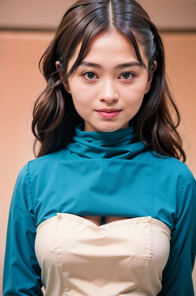 
Ultra-high resolution, Superior Quality, highest quality, Very detailed, Realistic, 8k, RAW Photos, highest quality, masterpiece, Attractive girl, Awesome girl, Brown Hair,Wavy Hair、 Shoulder-length layers, Mesh Hair, Japanese Idols, ear piercing、stylish, blouse,smile、Beautiful teeth alignment. green eyes. Contact lens. Chubby cheek.