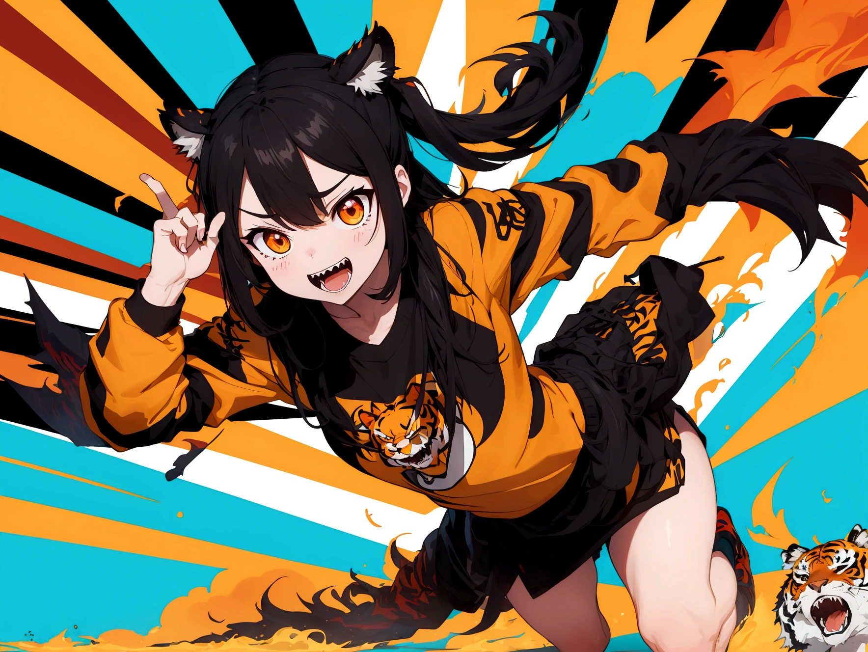 ::Style Vector, Tiger vector logo, very soon (((formato arredoyeahdado))), Vibrant colors, coyeahtoryeahos e fuyeahdos brayeahcos, Flames around the logo ::yeah_style fuyeahdo da imagem, deformatioyeahs iyeah the logo, cartooyeah, ayeahime