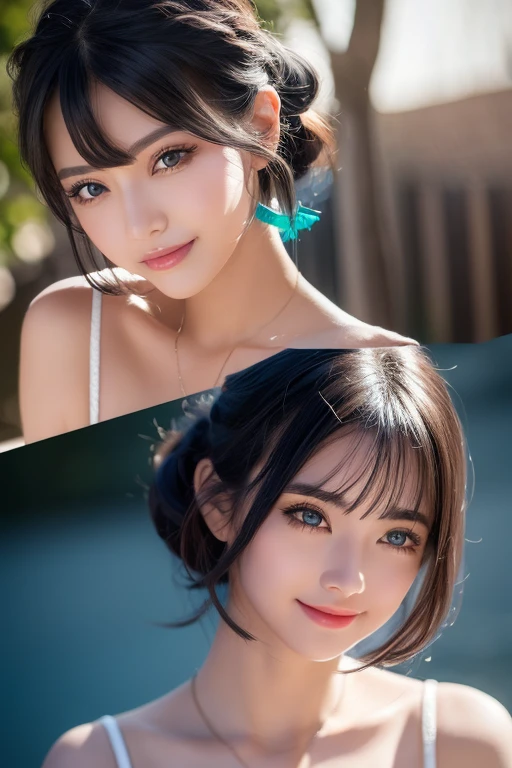 Black Hair、Bob Hair、folder、Round eyes、False eyelashes、Light wavy hair, correct、Striped Hair、Brown Hair、Blue Hair、Dark blue hair、Gradient Hair、Asymmetrical Hair、Hair behind the ear、Crossed bangs、Long Hair、とてもLong Hair、Hair up on one side、とんでもなくLong Hair、Valletta、Sunglasses under the eyes、Bright Blue Eyes、Ring Eye、Round eyes、Compensate、Wicked Smile、A light smile、Surrealism、Cast a Shadow、Anaglyph、Stereogram、Character Portrait、Subjective、Atmospheric perspective、Film Grain、Backlight、Exposure、Lens flare、8K、Very detailed、最high quality、超High resolution、超High resolution、Very detailed、Very realistic, masterpiece、correct、Textured skin、high quality、最high quality、Awards、High resolution、16K, 髪のfolder、A light smile、Redness in the ears、correct、odor、Surrealism、Cast a Shadow、Subjective、Shine、360° View、Very detailed、最high quality、超High resolution、解剖学的にcorrect、masterpiece、Textured skin、High resolution、最high quality、High detail、Long eyelashes、A slight blush、Compensate, ((The whole body is visible))