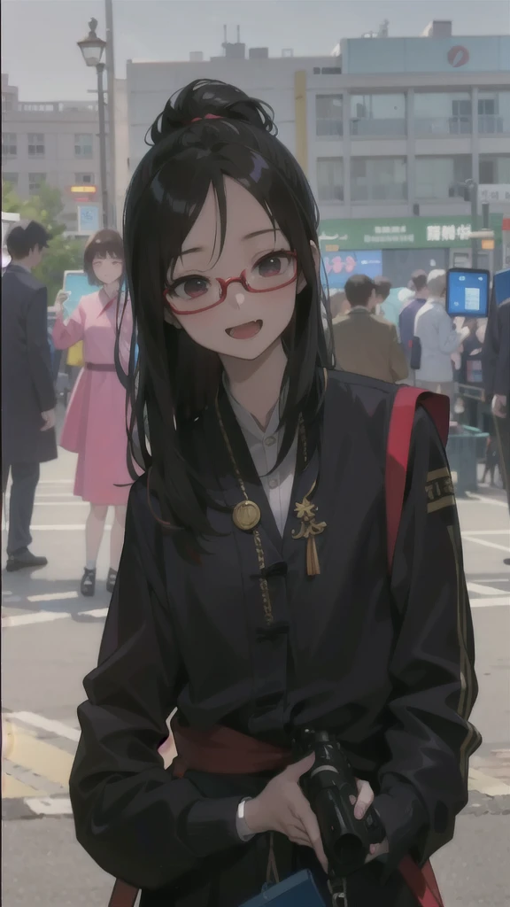 Woman wearing glasses holds a camera in front of a crowd, Chew Fang, happiness, Yun Ling, Wen Feiye, Catherine Lam, Xindong Chen, Pengzhen Zhang, Gen C, Lulu Chen, Kamwei Fong, Tomorrow, Tran., Gemma Chen, Meilingzhou, Si Han, Li Zixin, Ren Heng, louise zhang