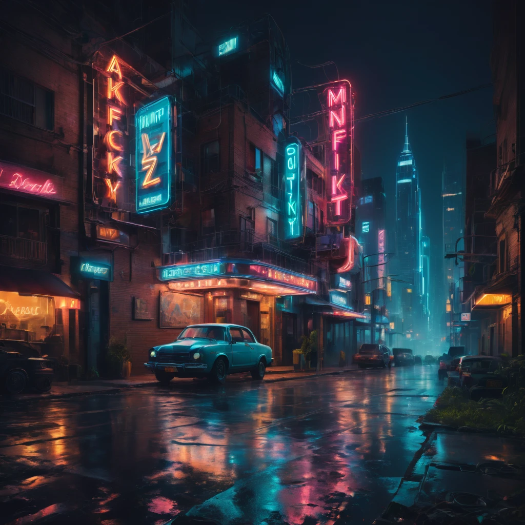 neon sign, Greg Rutkowski(Greg Rutkowski), best quality, masterpiece, very aesthetic, perfect composition, intricate details, very detailed.city night view.Please add the alphabet pkjy
