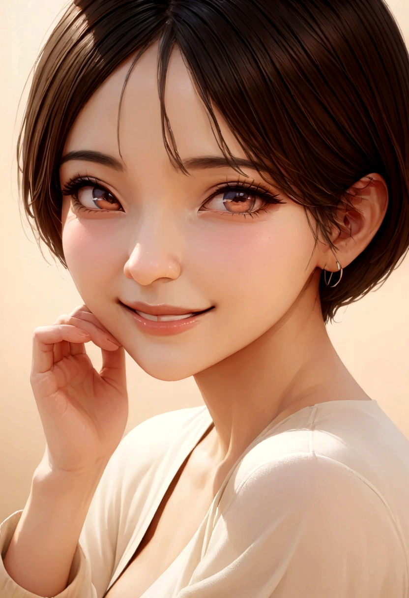 8K, Highest quality, masterpiece, Realistic, Super detailed, photo Realistic, hyper Realistic, Smoother lighting, Improving the lighting quality of movies, Realistic lighting, Backlight, Bright light, Improvement of quality, Highest quality real texture skin,
close, thin, cute顔, smile, Beautiful details in the eyes, 19 years old Korean, cute, hot