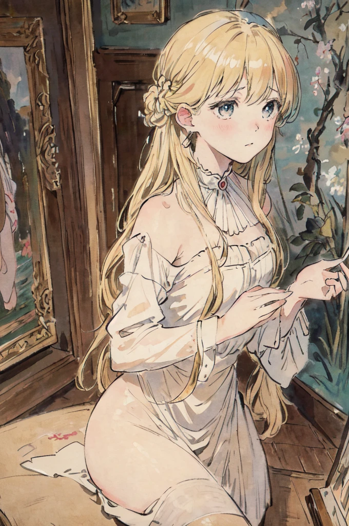 masterpiece, best quality, an extremely delicate and beautiful girl,an extremely delicate and beautiful, world masterpiece theater, ultra-detailed, highly detailed, best quality, blonde hair, highres, extremely detailed,1girl, best quality, illustration, looking at viewer, impasto, canvas, oil painting, realistic, realist ,real,