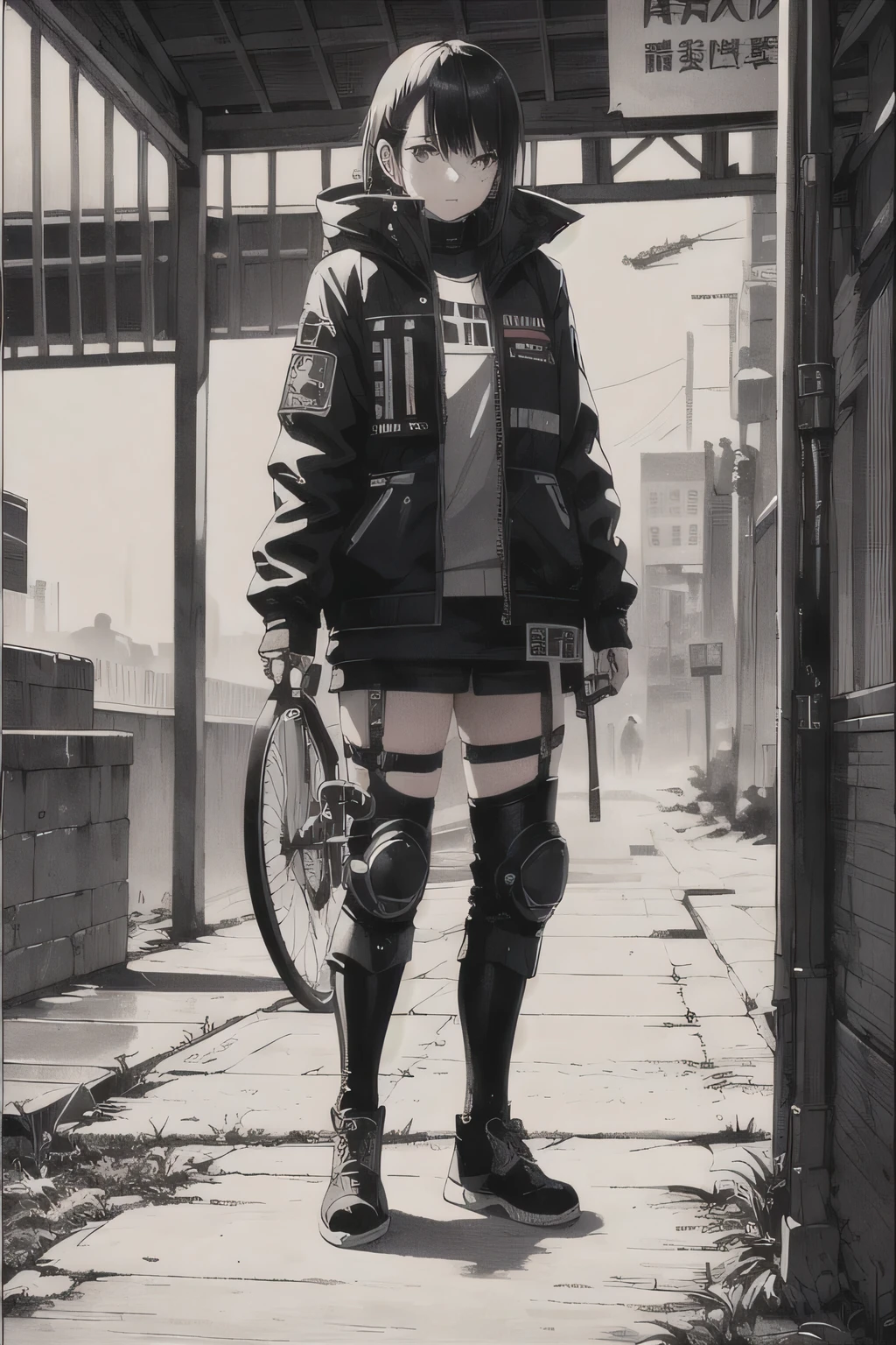 Highest quality, masterpiece, photograph, 4K, photographrealistic, Very detailed,
Girl on a unicycle, Techwear, Cyberpunk City, alone, Futuristic, Huge moon in the background, colorful, toriyama akira, close,