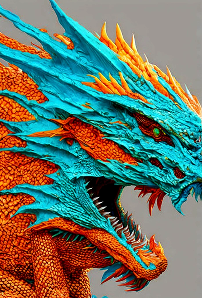 I want you to make a dragon with orange colors , azul claro brIlhoso e verde claro e no dragão escrIto SparkWave A.I