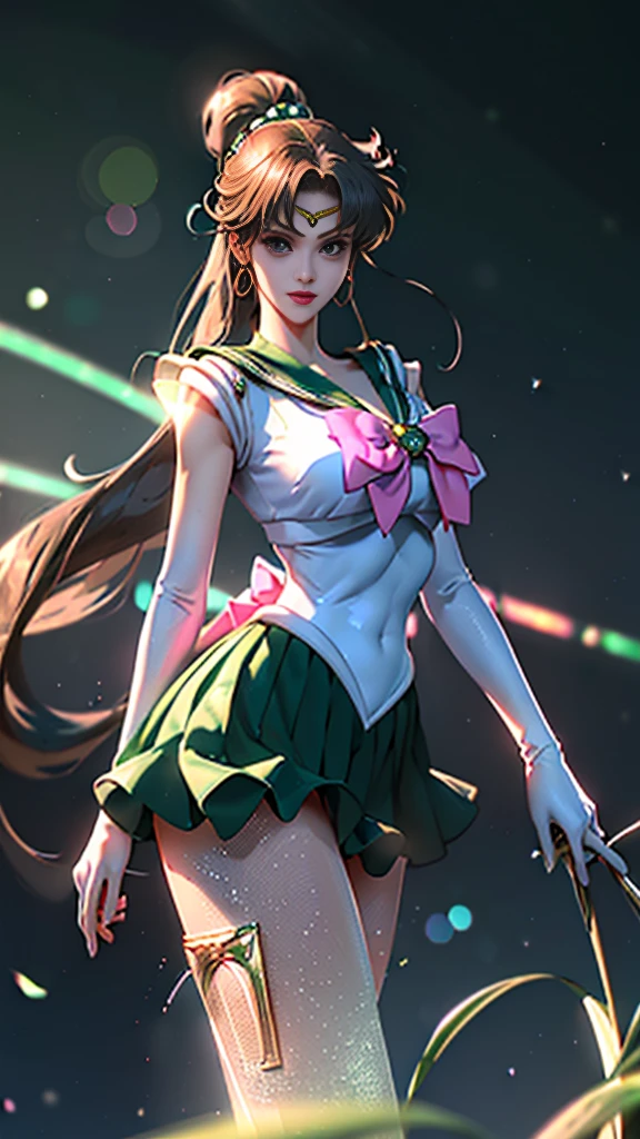 cheio: 1.3, stand, master part, ..3d, Realistic, Ultra Micro Foto, Qualidade Superior, ultra detalhado CG unidade 8k papel de parede, sailor Jupiter,Jupiter sailor's uniform,((Mini Pleated Skirt Bright Green Metallic: 1.2, Mini Sexy Green Skirt Pre-Gate: 1.1, Huge metallic pink bow on chest: 1.2, Luvas verdes nos cotovelos: 1.1, Colar Grande Verde, Tiara dourada luxuosa na testa: 1.2, metallic green color of the sailor, Broche verde)), de baixo, detalhes intrincados, (uma mulher), 22 anos, (Hmjupiter, olhos verdes, rabo-de-cavalo, tiara, jewelries, Uniforme Sailor Senshi, colarinho de marinheiro verde, Gargantilha, luvas de cotovelo, luvas brancas, pink bow, Broche, malha branca, saia verde, saia plissada,Meixiaonfu
), ((postura de luta)), (Slender and bold and sexy gravette swimsuit,Very thin and suitable high gloss sexy white holographic leather: 1.3), ((single ponytail)), Cabelos castanhos claros incrivelmente longos: 1.2, Brilhante bonito liso longo cabelo castanho claro: 1.2, (Uniforme Sailor Senshi, bare arms: 1.2, Long white latex gloves with luxurious golden decoration: 1.2, very large pink lace on the back of the waist: 1.3, gargantilha verde, decote sexily boldly grande, Braided gold rope decoration, Brincos dourados em forma de anel, Bright green knee-high boots with luxurious golden décor),
((sorriso sedutor, cara muito bonita, detalhes do rosto: 1.5, olhos verdes brilhantes, beautiful face, Olhos bonitos, olhos brilhantes, thin lips: 1.3, thin, sharp, pale eyebrows, long dark eyelashes, Double eyelashes)), (Luxuosas asas brancas enormes), (muscle muscles: 1.2, abdominais musculosos: 1.2), Rosto pequeno, peito enorme, tall and perfect proportions, cintura fina, Sexy and dynamic model pose, visible pores, perfect hands: 1.5, very dramatic image, (jupiter, Dynamic lightning background: 1.3, Deity of Thunder, Thunder Space Background, luar, lua, Backg