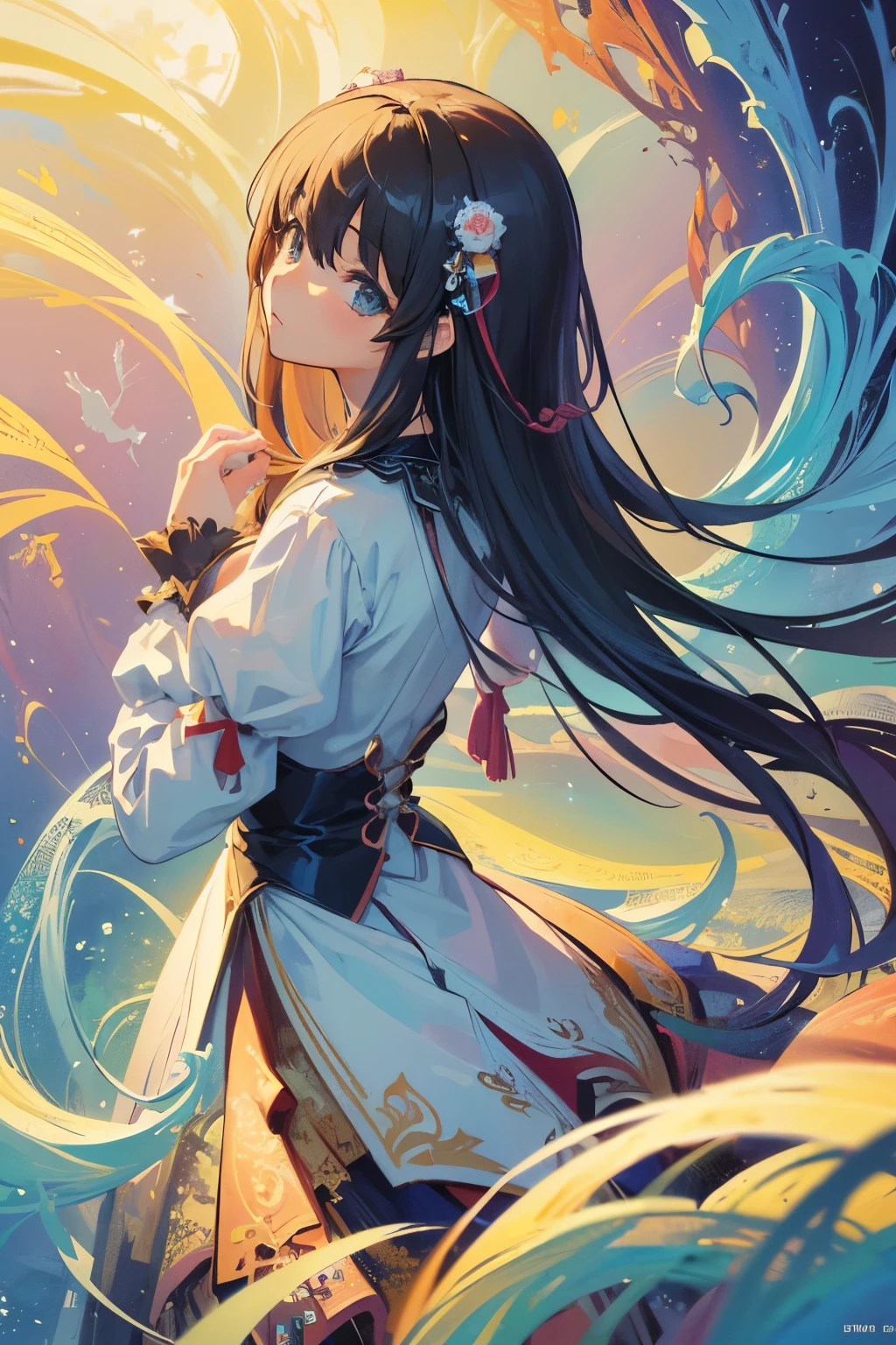 (masterpiece, Highest quality, Highest quality, Official Art, beautifully、aesthetic:1.2), (One girl:1.3), (Fractal Art:1.3),