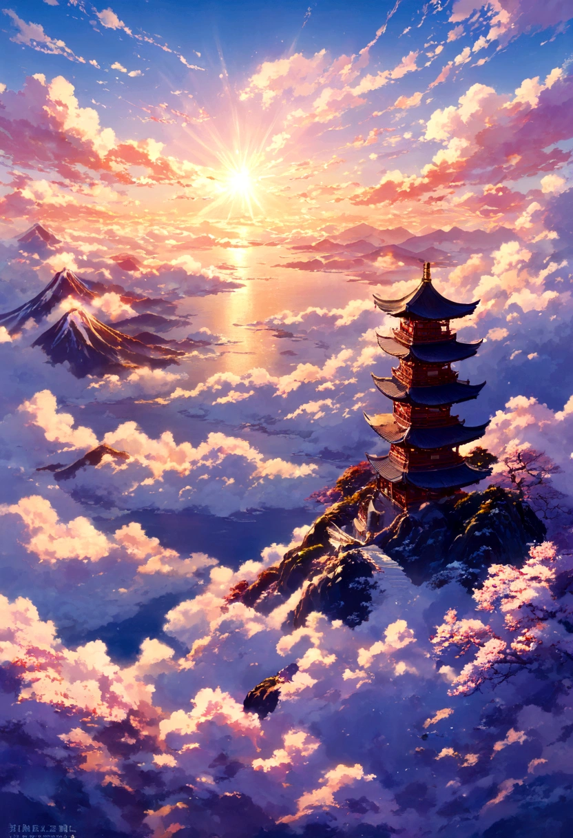 雪を頂く雄大なFuji Mountainの山頂から、巨大なOriental Dragonが、Now it's about to take off into the sky。The dragon shines with a sharp gaze.、Powerful四肢と巨大な翼を広げ、天空の王者にふさわShii威厳を放っている。The dragon's scales shine golden in the morning sun.、その姿はgod々It even makes me feel。Behind it iorning Glowに染まった壮大なsea of cloudsが広がり、Red or orange、The purple gradient、Creating a fantasy world。美ShiiAnime Scenery, Landscape painting, 美Shiiデジタル絵画, Andreas Rocha, 美Shiiアートワークのイラスト, 素晴らShii壁紙, Raymond Han, 背の高い美Shii絵画, Studio Ghibli Makoto Shinkai, 美Shii壁紙, Anime Scenery, Oriental Dragon, Fuji Mountain, Snow-covered, Morning Glow, sea of clouds, god々Shii, Powerful, 美Shii, Humans don't draw