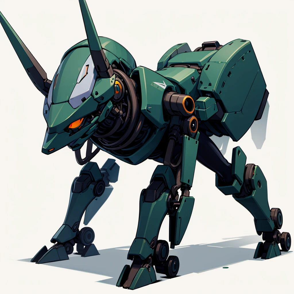 Evolution of becoming Robotics, has horns, (green eyes), Grassroots, no background