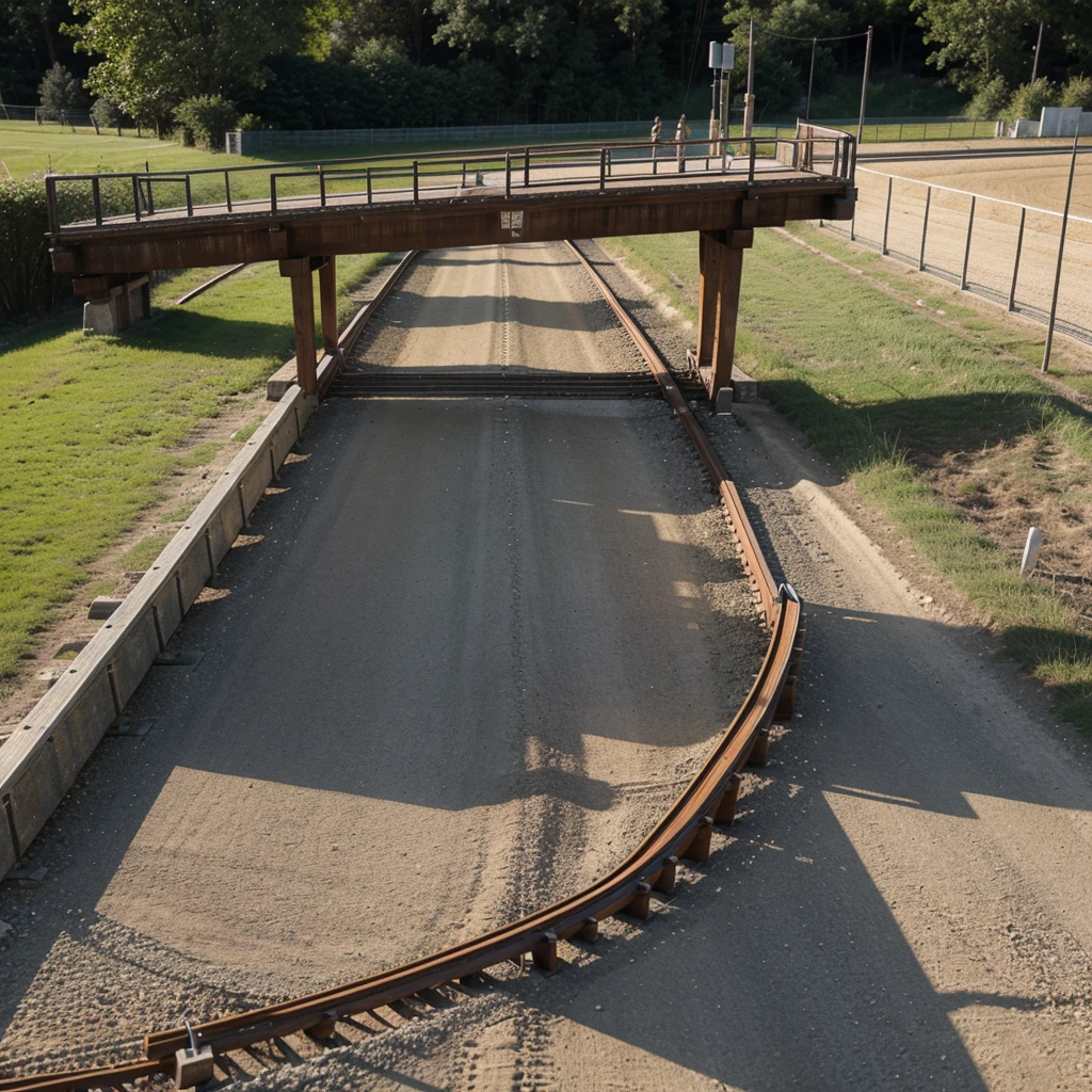 A model bridge that has tension with ropes at the top of the track or road