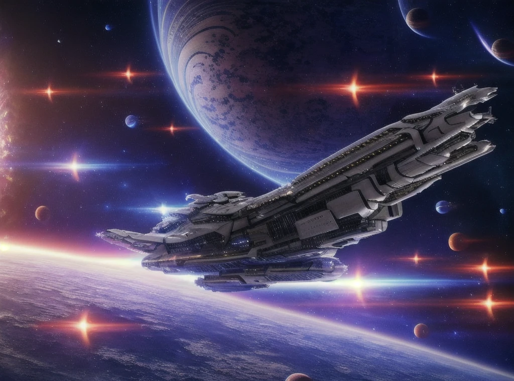 ((Interplanetary spaceship)), masterpiece, best quality, high quality, extremely detailed CG unity 8k wallpaper, Depth of Field, HDR,,Photorealistic,extremely detailed, Intricate, High Detail, universe, space, galaxy, stars, planets, astronomy, cosmos, celestial, nebula, black hole, solar system, cosmic rays, supernova, deep space, astronomical objects