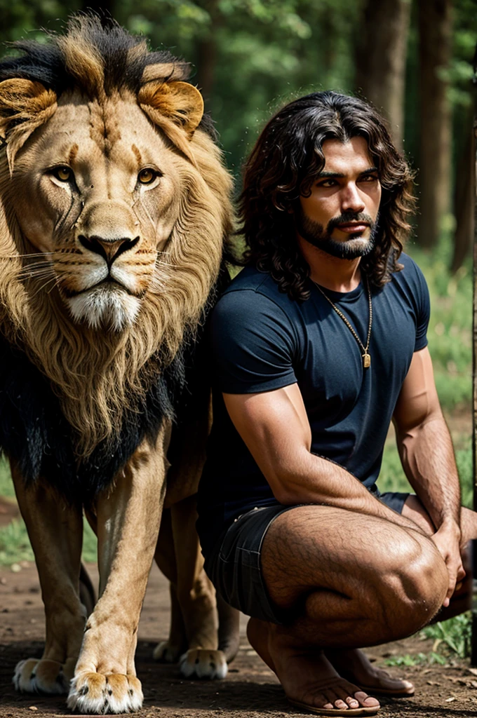 Lion with man