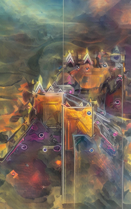 See a bleeding skull with a purple energy aura, santa muerte,warped space scenario, fractal design, dark colours, masterpiece, highly detailed, 4k resolution, 3d modelling, digital art, abstract art