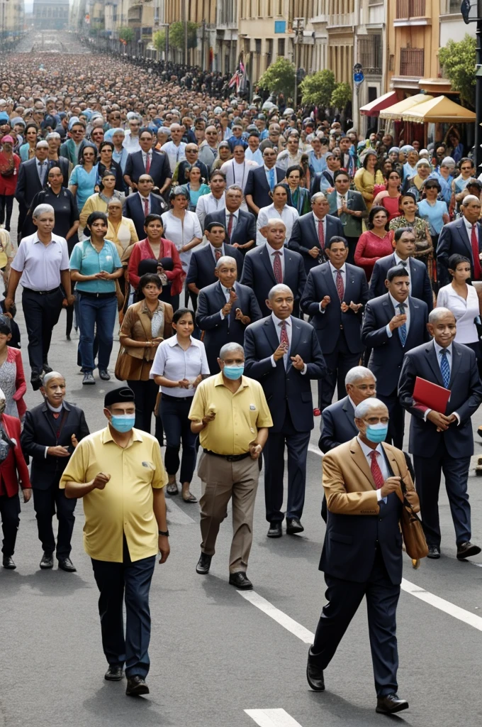 Parade of neighborhood associations or social organizations, commemorating his own anniversary, parading through the main or central part of the square, handing out brochures promoting environmental care and also the purpose of the plaza, the reinsertion of new raw material already reused but converted for community use