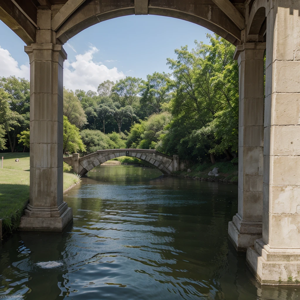 Create a mockup of a single-pillar bridge