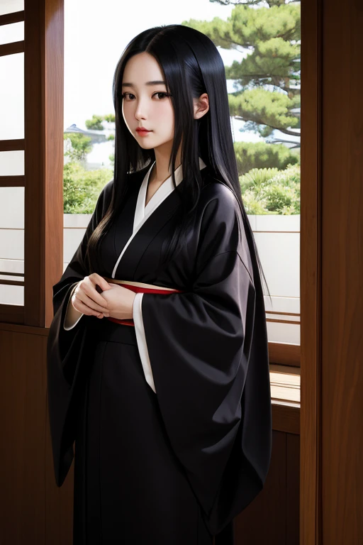 (masterpiece, Highest quality:1.2), One Girl, alone, Long black straight hair、Simple Kimono、