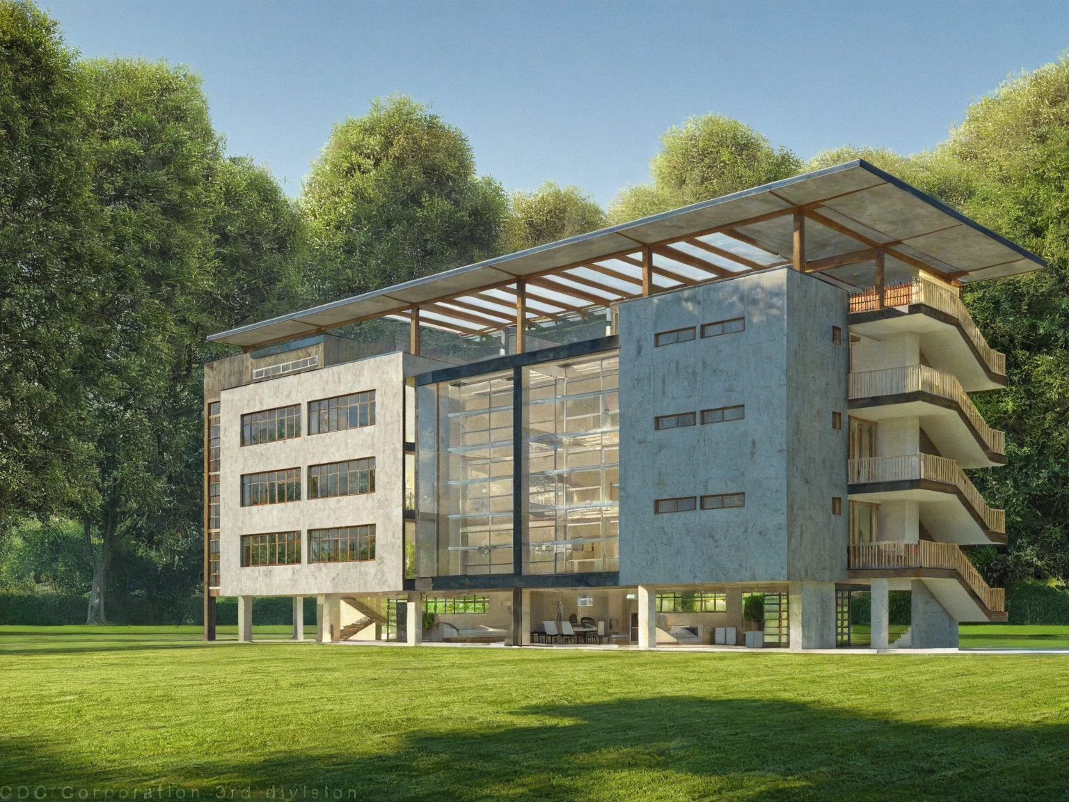 house, morning, surrounding trees, realistic, people, garden, detailed, sharp, realistic, best quality, super detailed