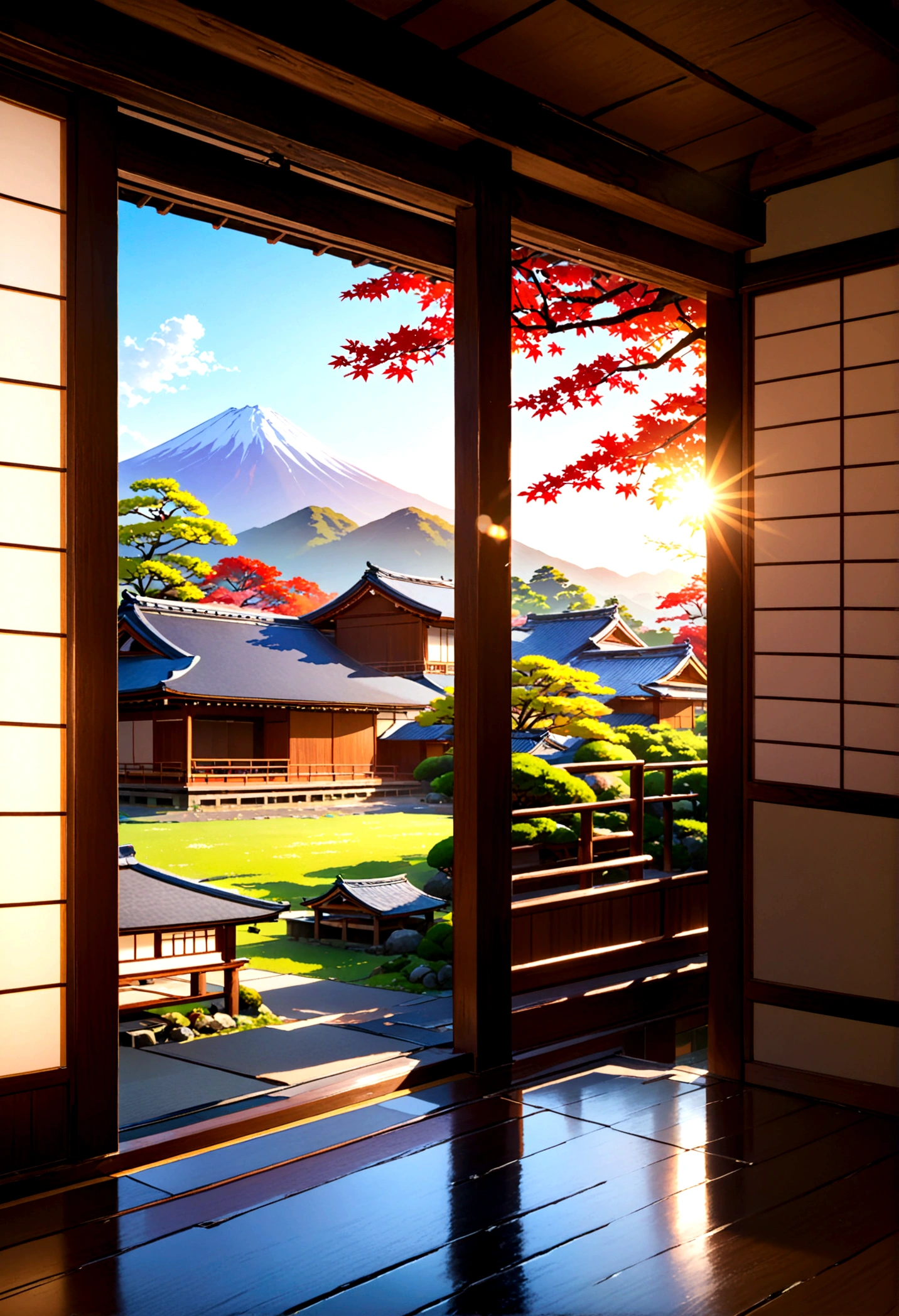 Fantastic landscape、Feel the Japanese elegance、The atmosphere seen from a Japanese house