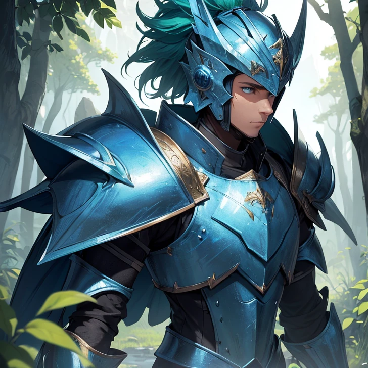 (absurdres, best high quality and very detailed image, carefuly detailed, better textures and detailed features, high fantasy artwork, anthropomorfic animal)
Duck humanoid, orange duck beak, white feather in all his body, blue eyes, chunky body, feathered hands, duck feet, serious face and honourable demeanor, (fantasy armor, blue helmet with green ponytail, blue heavy armor, blue bulky shoulder pads) (knight shield at his back, long broadsword at his back)
Standing at the green forest with natural magical lights.