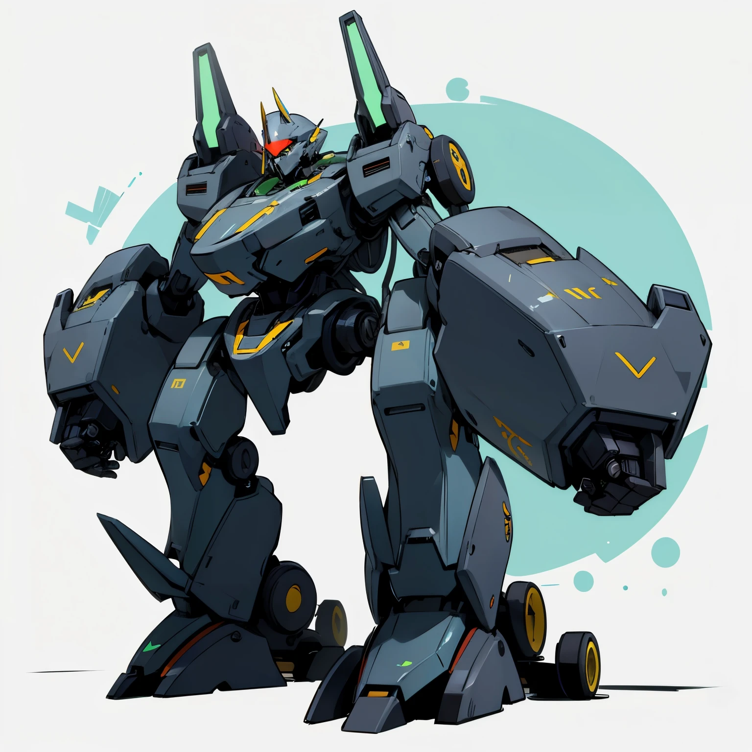 (Random evolusion), big Evolution of becoming big Robotics, has horns, (green eyes), Grassroots, no background 