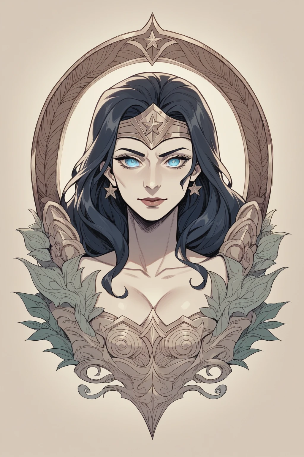 wonder woman, work of art, best qualityer, (Extremely detailed CG 8k unity wallpaper), (best qualityer), (Best illustration), (best shade), absurderes, realistic lighting, (abyss), beautiful detailed glowing, arte de PeterMohrBacher,