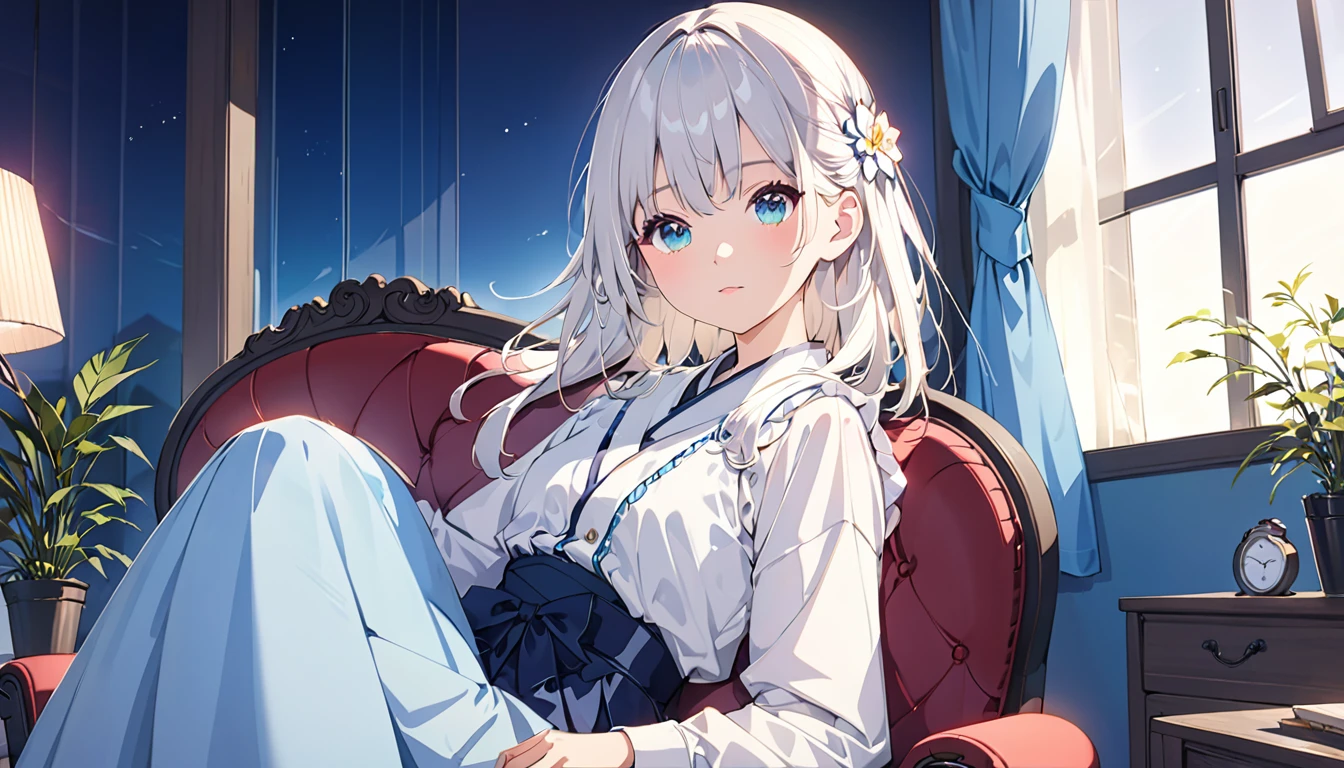 (Absurd:1.1, High resolution:1.1, 超detailed:1.1), 非常にdetailedな, 超detailed hair, (Fine grain:1.4), (Shining Eyes:1.3), thin, cute, Perfectly symmetrical face, narr○w waist, 超cute girl, 超cute face, 超cute, Super beautiful, Beautiful colors, ((Great quality)), (Beautiful legs), fatigue, Upper body rest (Beautiful colors,detailed,Highest quality,Great quality,so beautiful), suit, Chair, Lighting and Shadows(perspective), Lighting particles, night, masterpiece, Stylish room, Calm