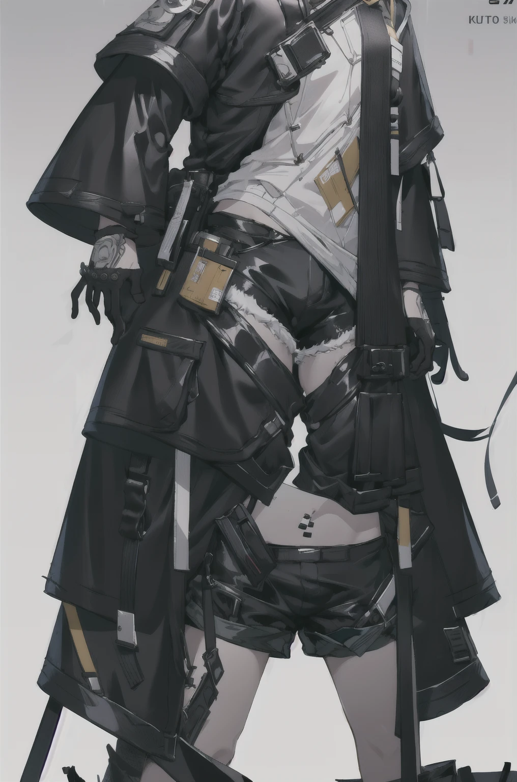 8K,high resolution,absurd,masterpiece,best quality,The original,Extremely detailed CG,Extremely detailed wallpaper,Perfect lighting,1 Girl,Vague_background，
(hutaodef:1.2),Black shorts,black h在 with h在 ,Regular Clothes，white background